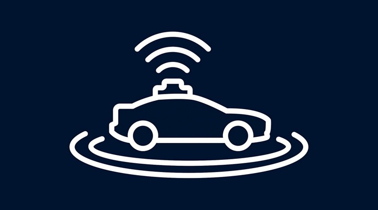 Icon of a vehicle with Wi-Fi signal.