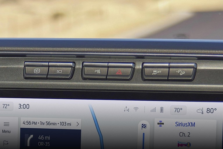 Close-up of a 2025 Ford Super Duty® F-350® diesel exhaust braking switch