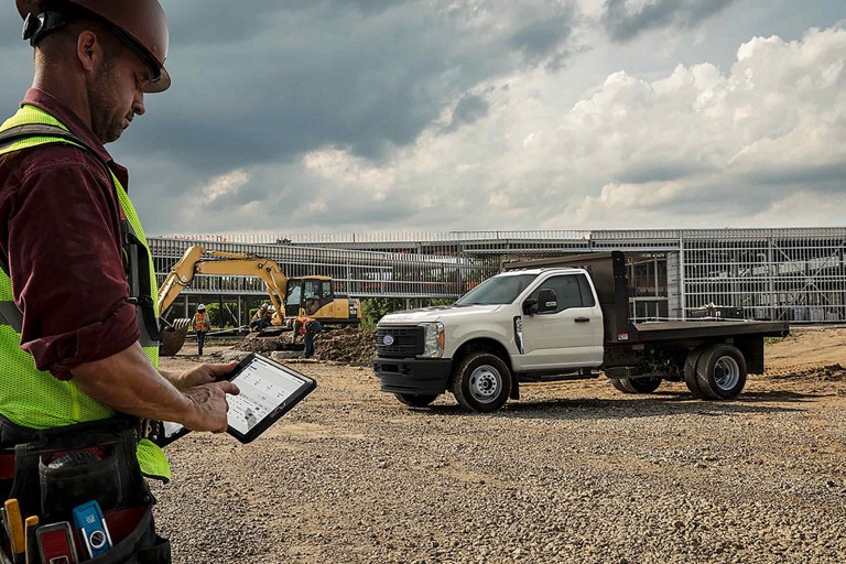 2025 Ford Super Duty® Chassis Cab with upfit parked at work site