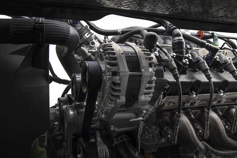 The heavy-duty alternator with 7.3L V8 on 2026 Ford E-Series Stripped Chassis