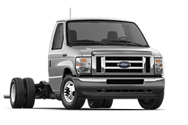 2025 Ford E-Series Cutaway 350 dual-rear-wheel in Ingot Silver front 3/4 angle shown