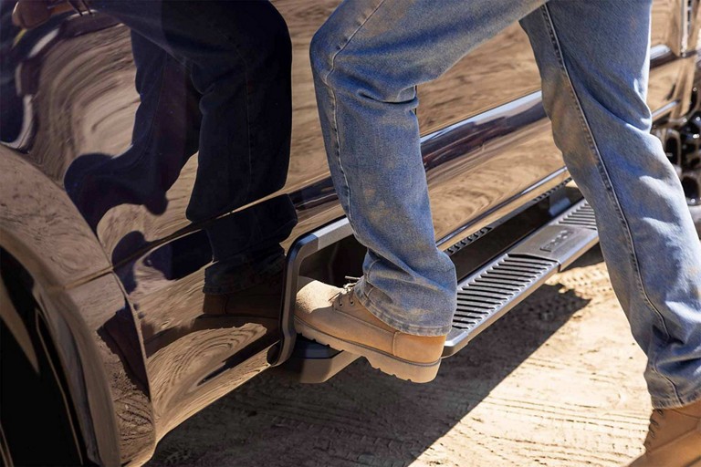 Close-up of a man using the box side step