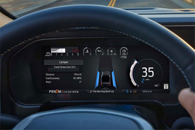 Close-up of the digital instrument cluster