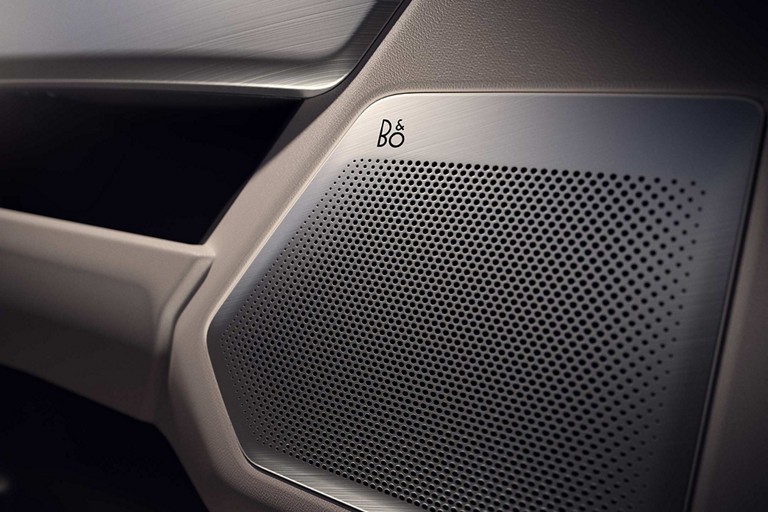Close-up of the Bang & Olufsen speaker and logo