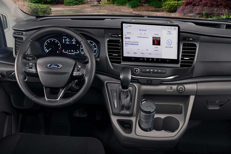 The 12-inch touchscreen inside of a 2025 Ford Transit® van