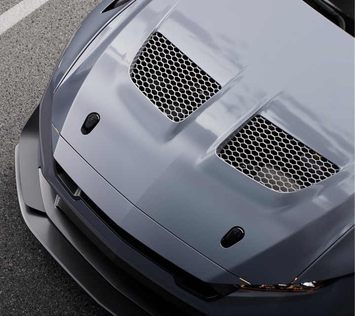 Top-down view of the Mustang® GTD hood