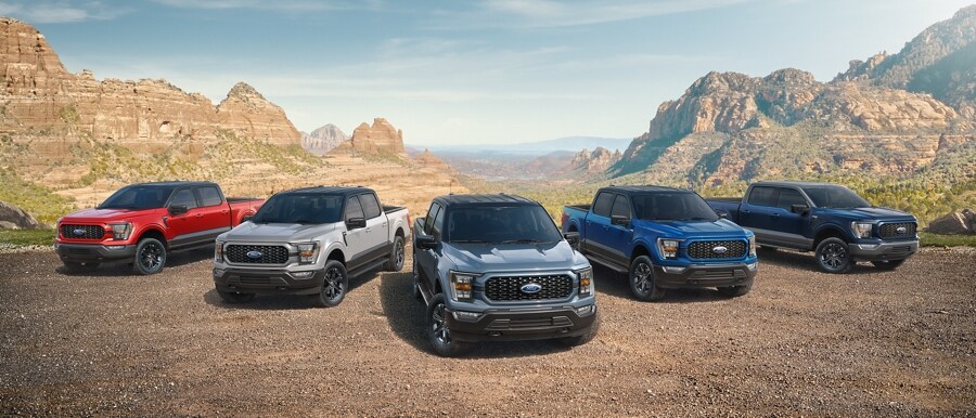 Image of the full-line of 2023 Ford F-150® Heritage Edition pickups