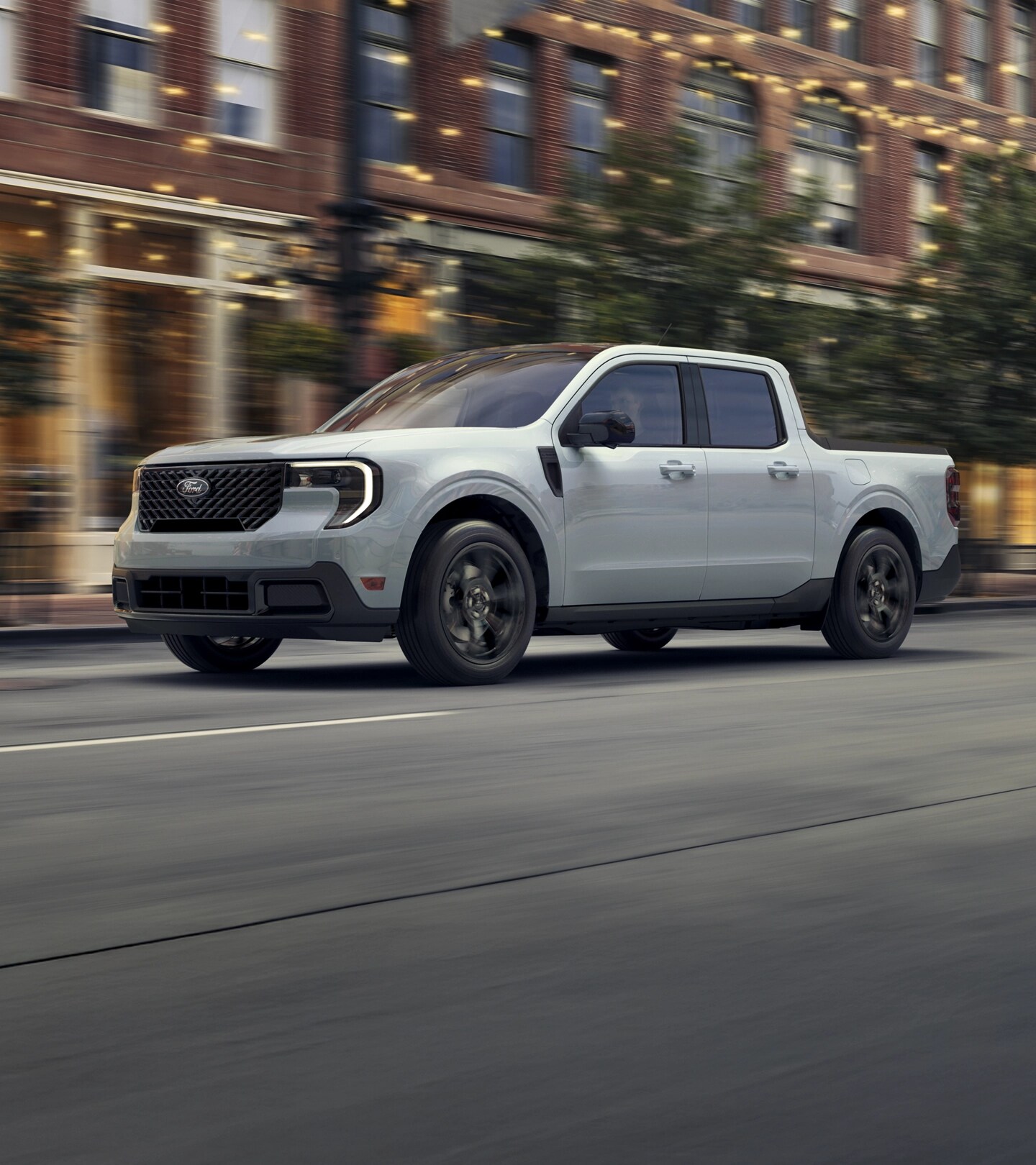 Ford Maverick driving on an urban road.