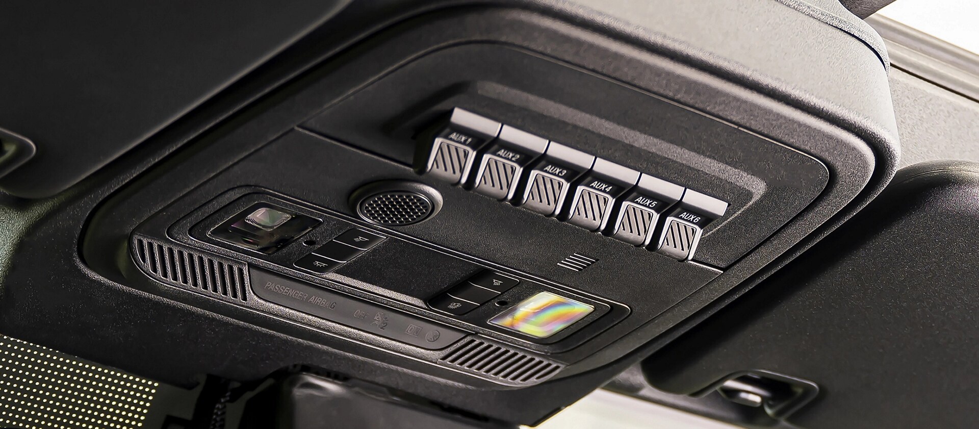 A close-up of the auxiliary upfitter switches available on a 2025 Ford Bronco® SUV