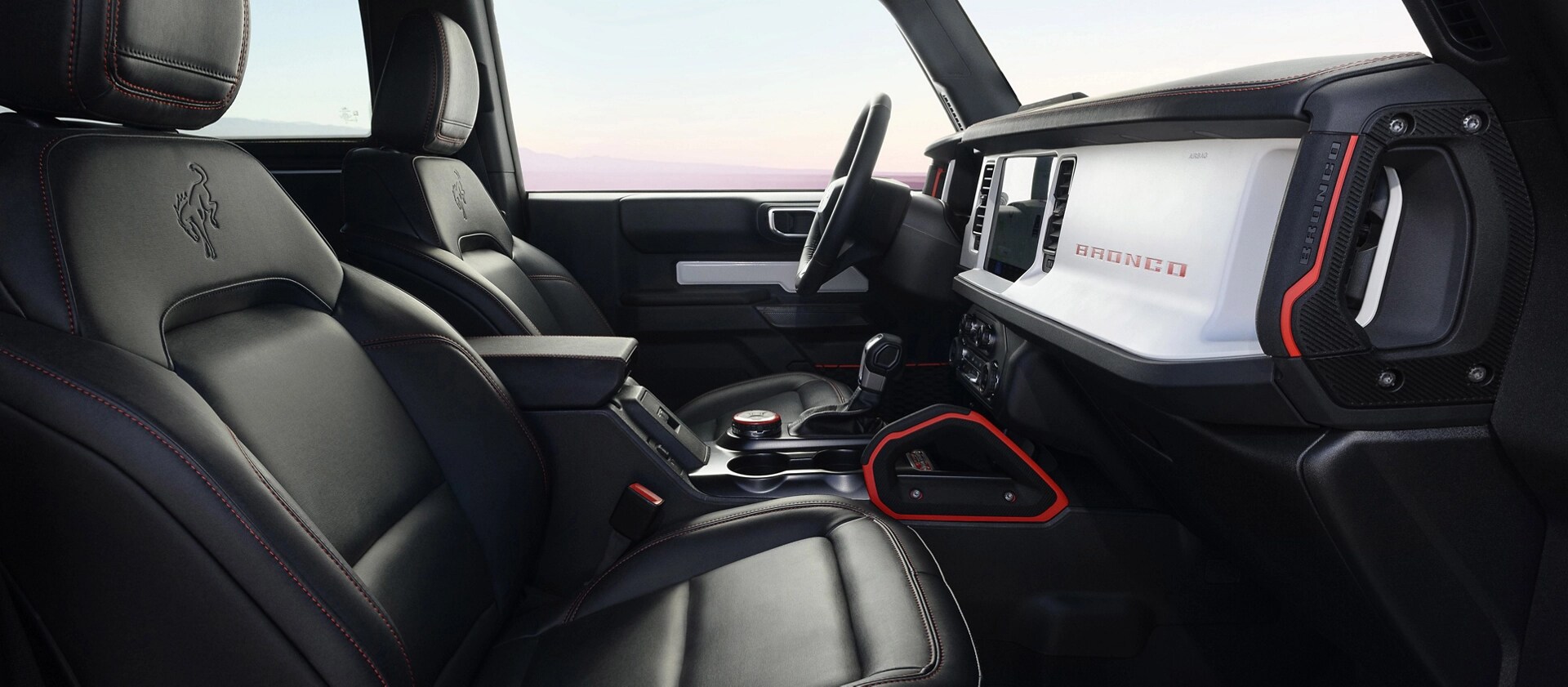 The front seat area of a 2025 Ford Bronco® Stroppe Edition SUV