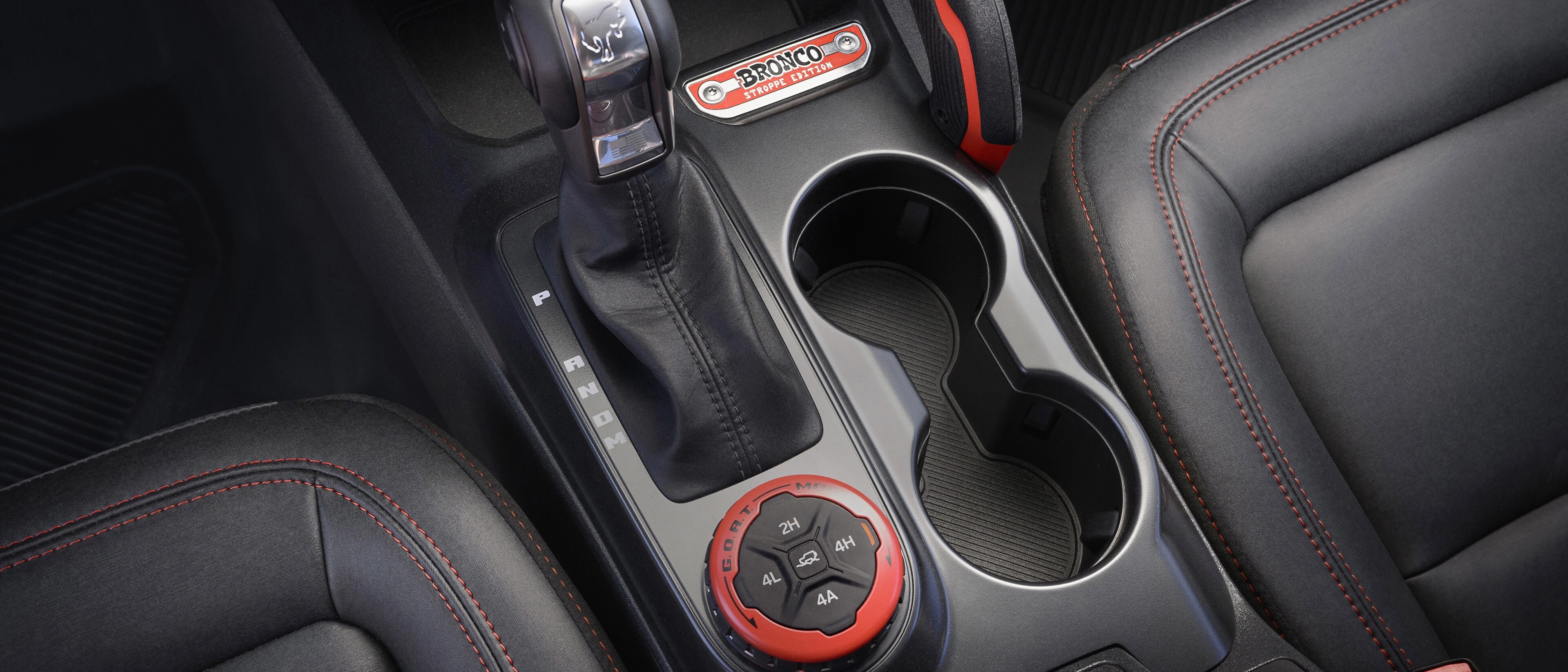 A close-up of the center console on a 2025 Ford Bronco® Stroppe Edition SUV