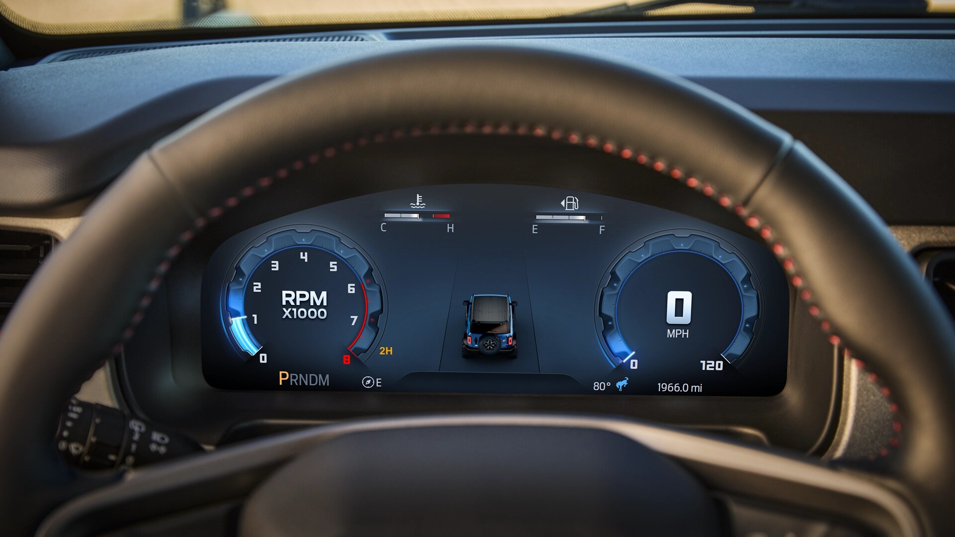 A close-up of the digital instrument cluster on a 2025 Ford Bronco® SUV