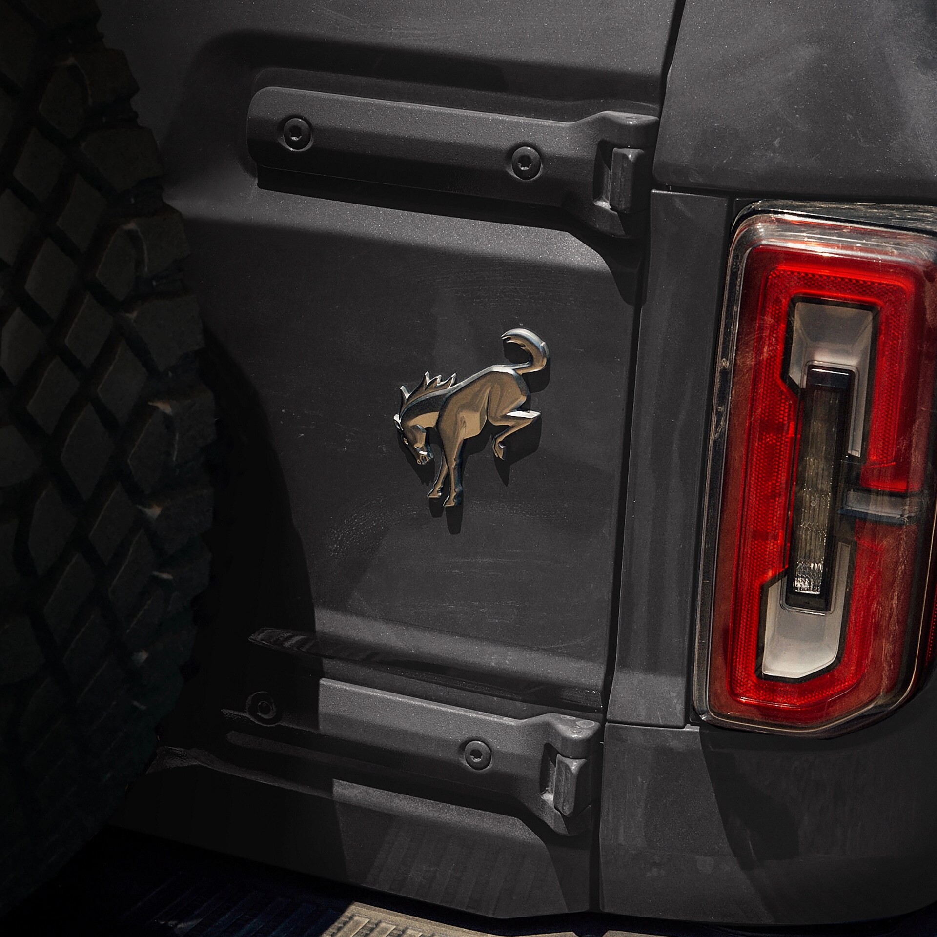 The bucking Bronco badge on the rear of a 2026 Ford Bronco® SUV