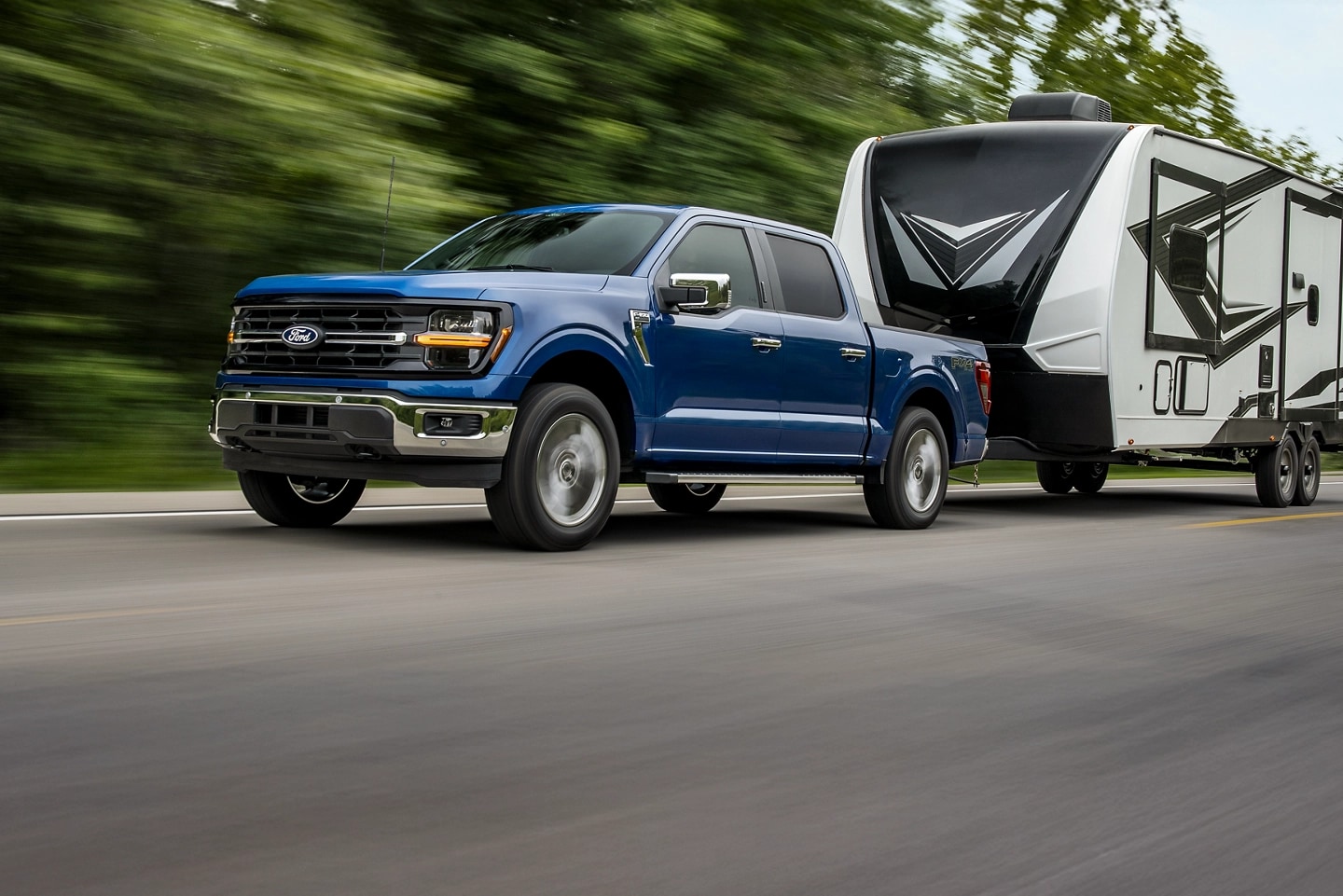 F-150 towing a trailer home.