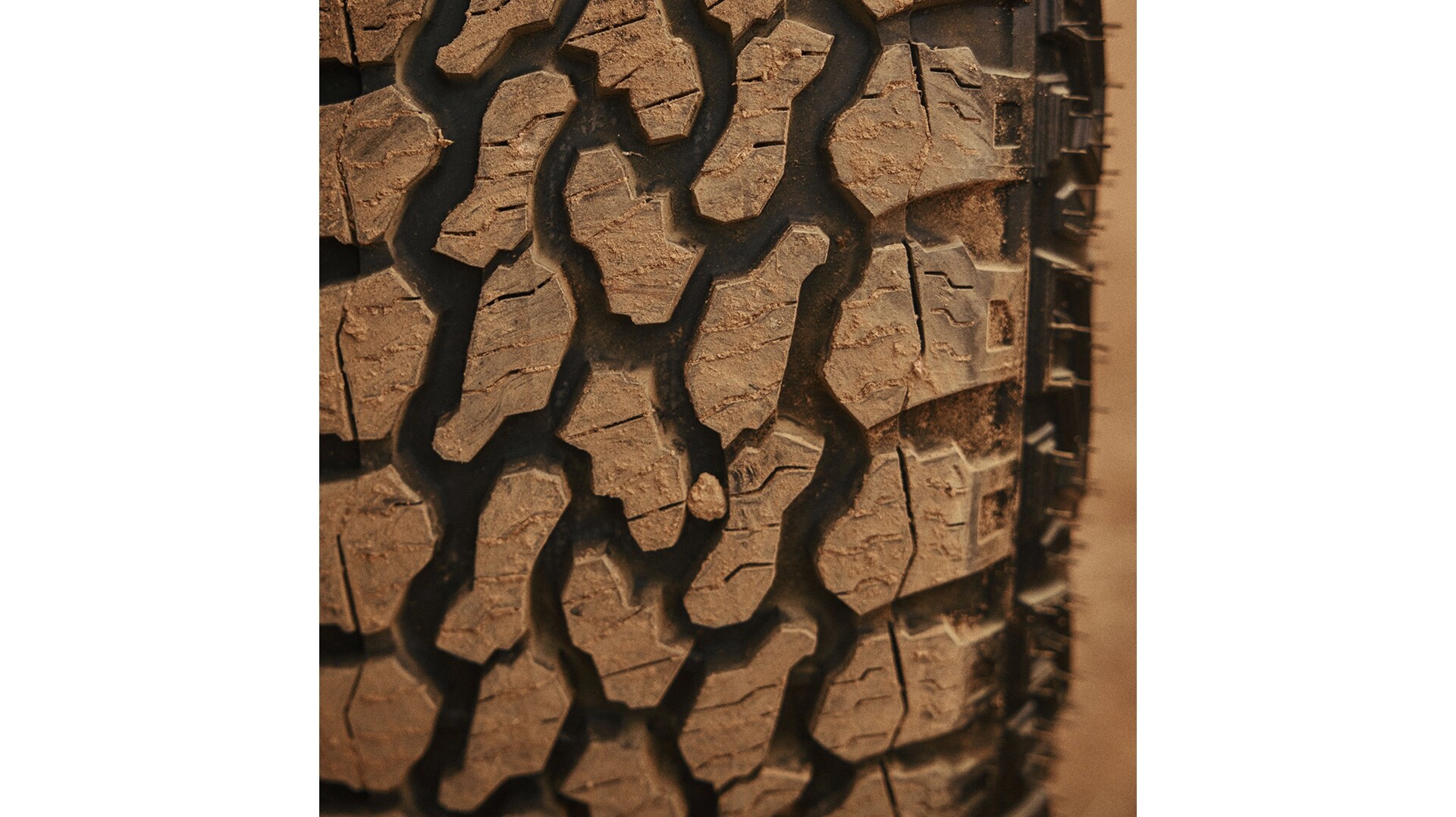 A close-up view of the Bronco Sport’s tire tread. 