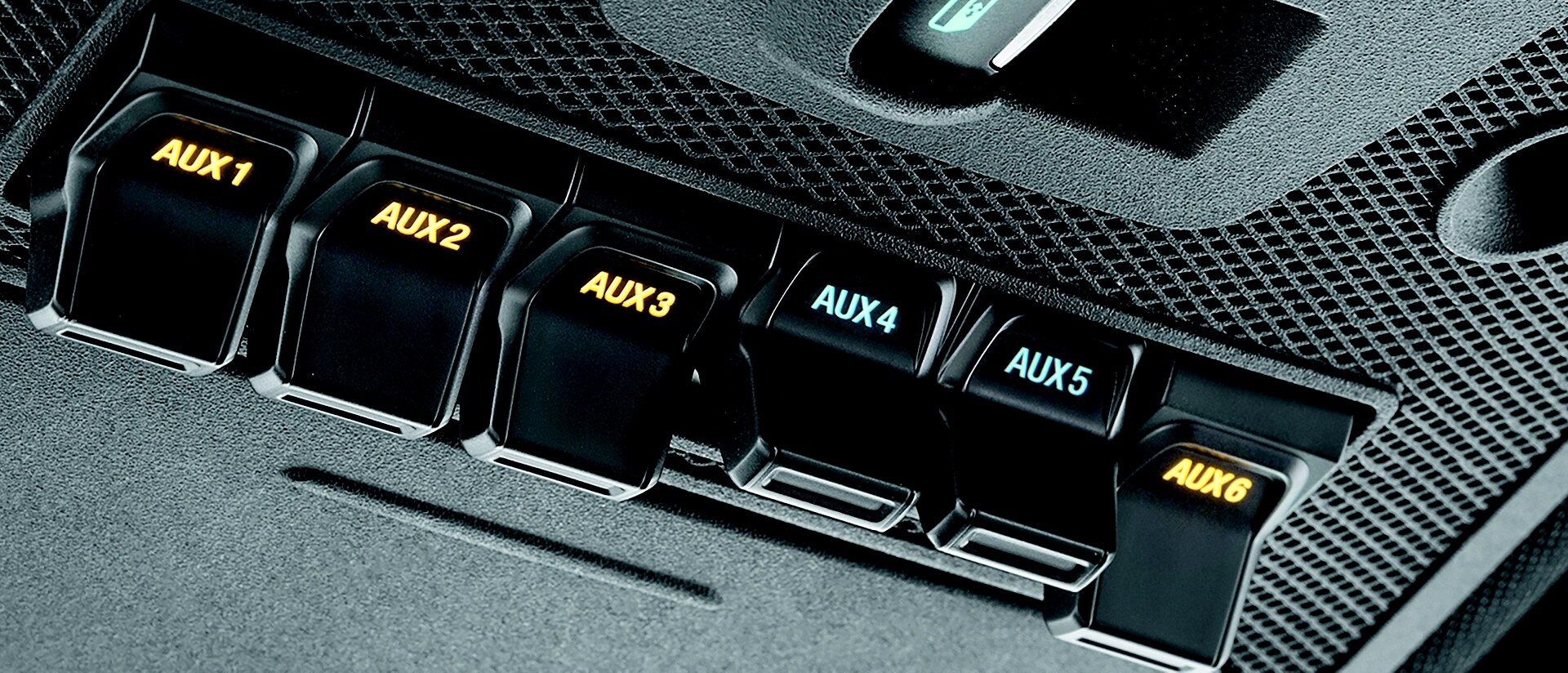 Close up of the 2026 Ford Super Duty® Chassis Cab's upfitter switches