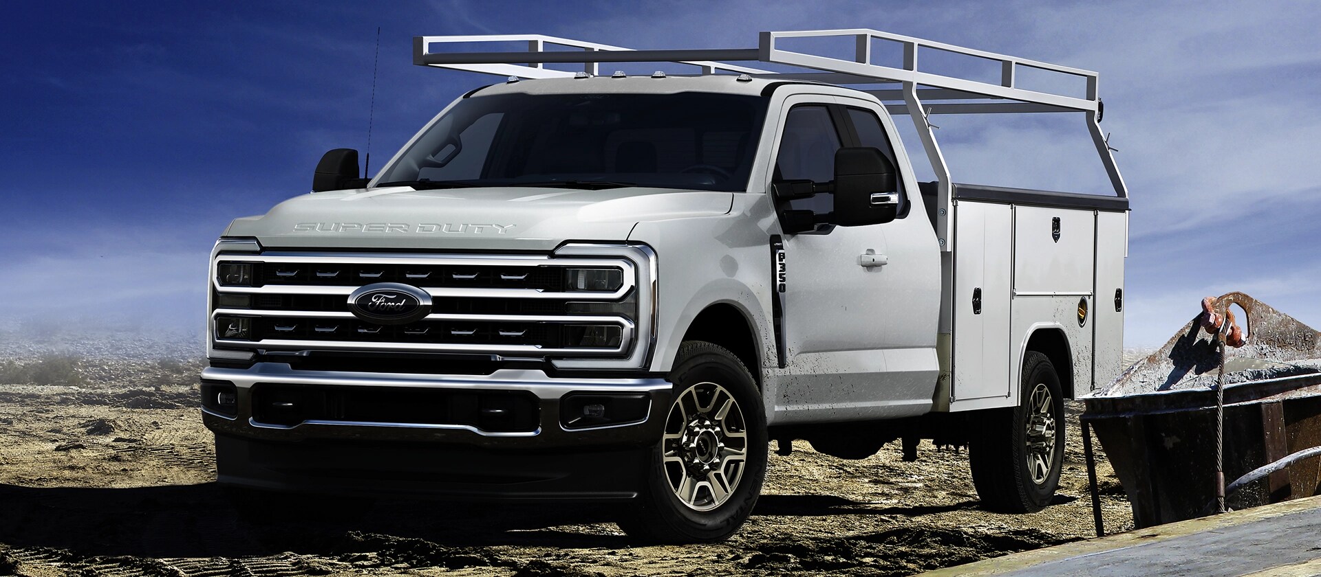 A 2026 Ford Super Duty® Chassis Cab showcasing the LED lighting features and XL Chrome Package