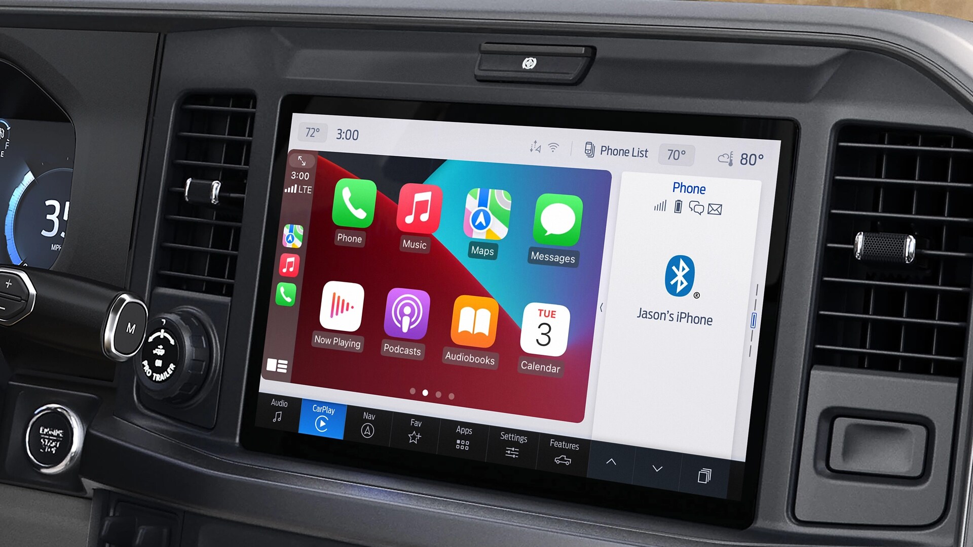 Close up of the 12-inch center display