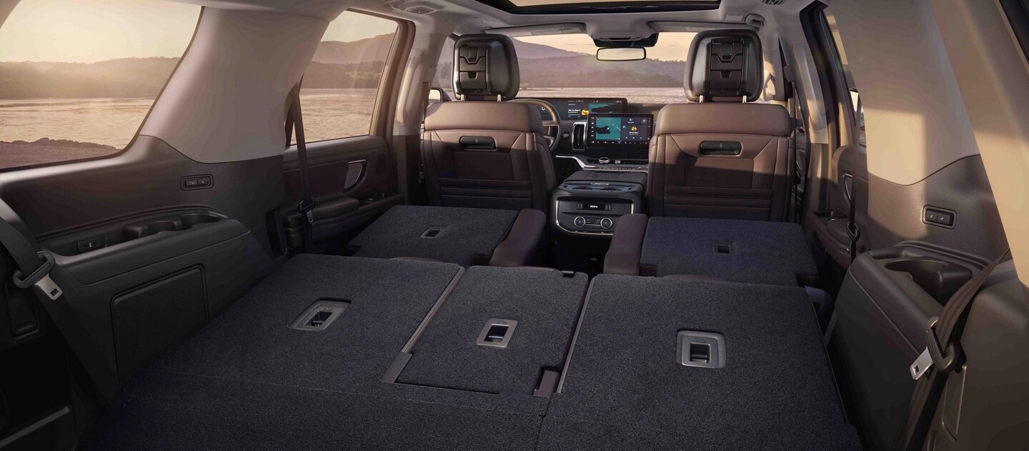 2025 Ford Expedition® SUV rear cargo area with seats folded flat