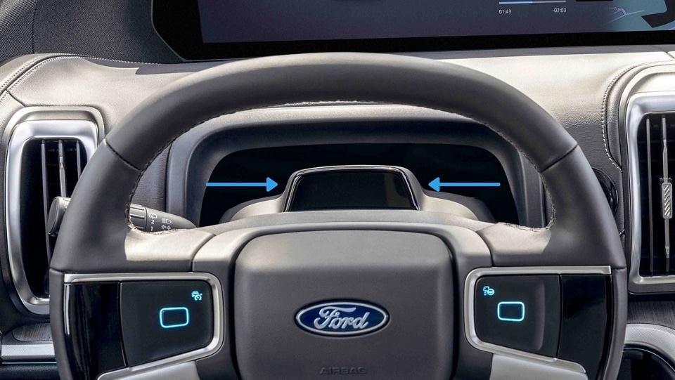 Ford BlueCruise displaying the Blue Zone indicators and driver-facing camera in the instrument panel