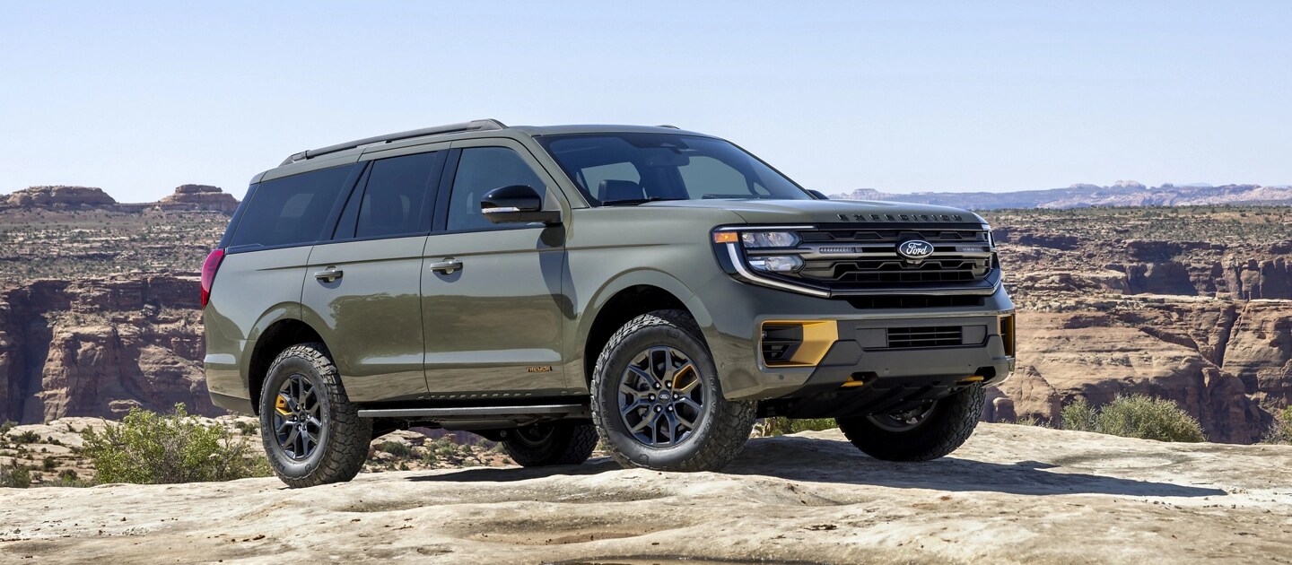 2025 Ford Expedition® Tremor® model parked on a rocky outcrop