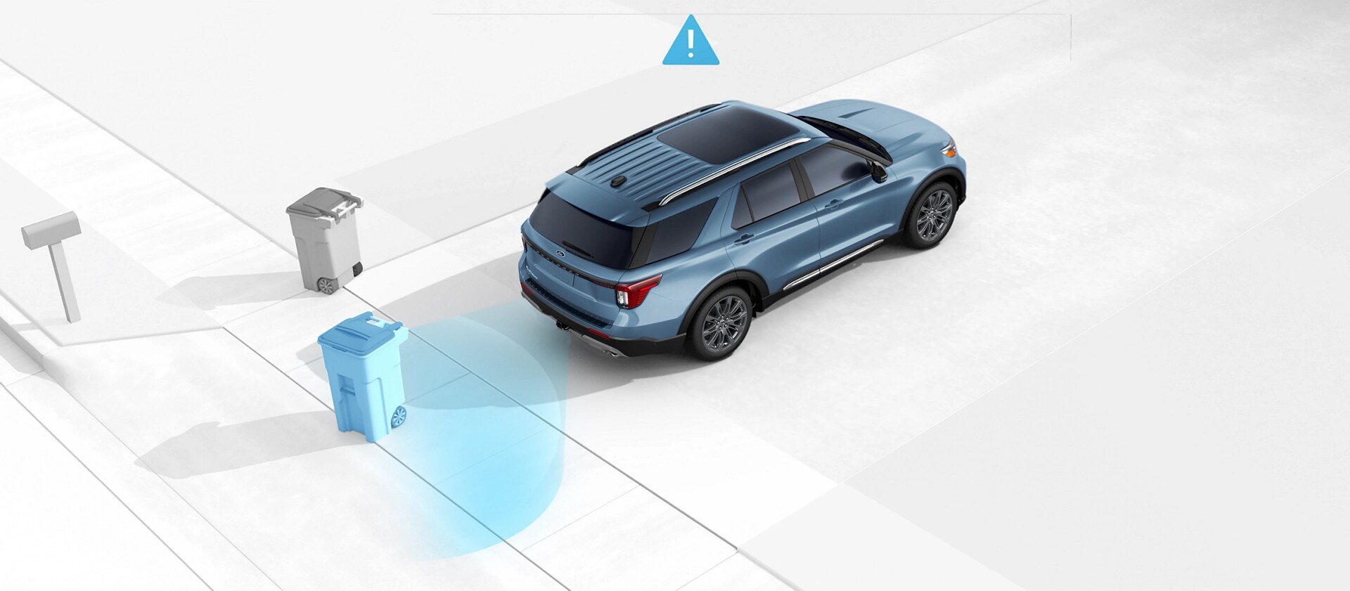 A photo illustration of sensors on a 2026 Ford Explorer® SUV using driver-assist technology