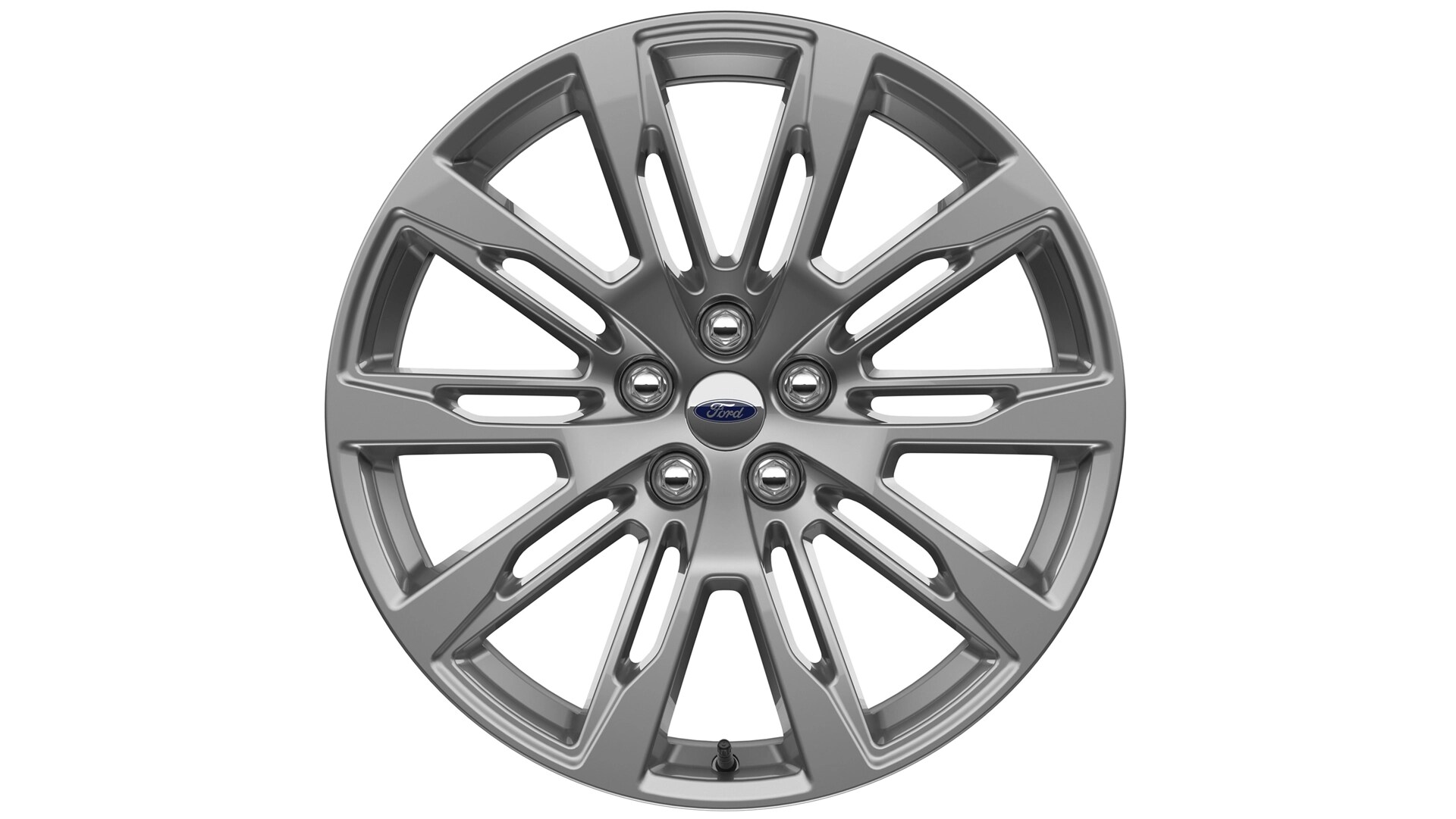 A 20-inch Lustre Nickel-painted aluminum wheel on a white background