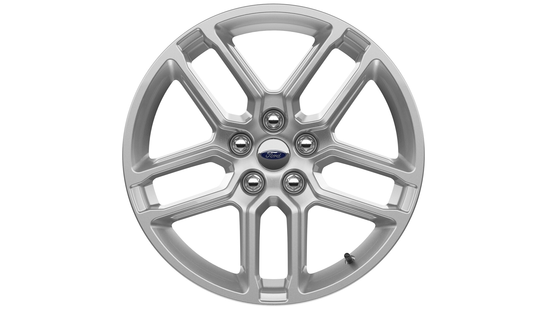An 18-inch Sparkle Silver-painted aluminum wheel on a white background