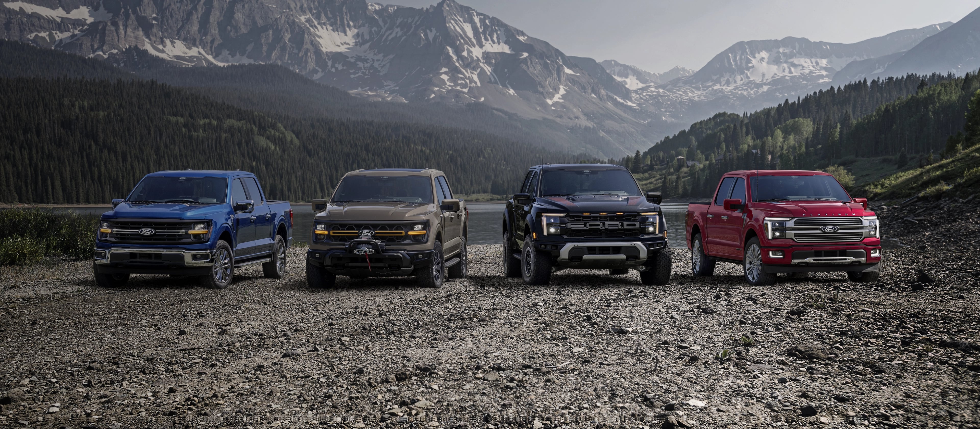 2025 Ford F-150® lineup including XLT, Tremor®, F-150® Raptor®, and Platinum® Plus models