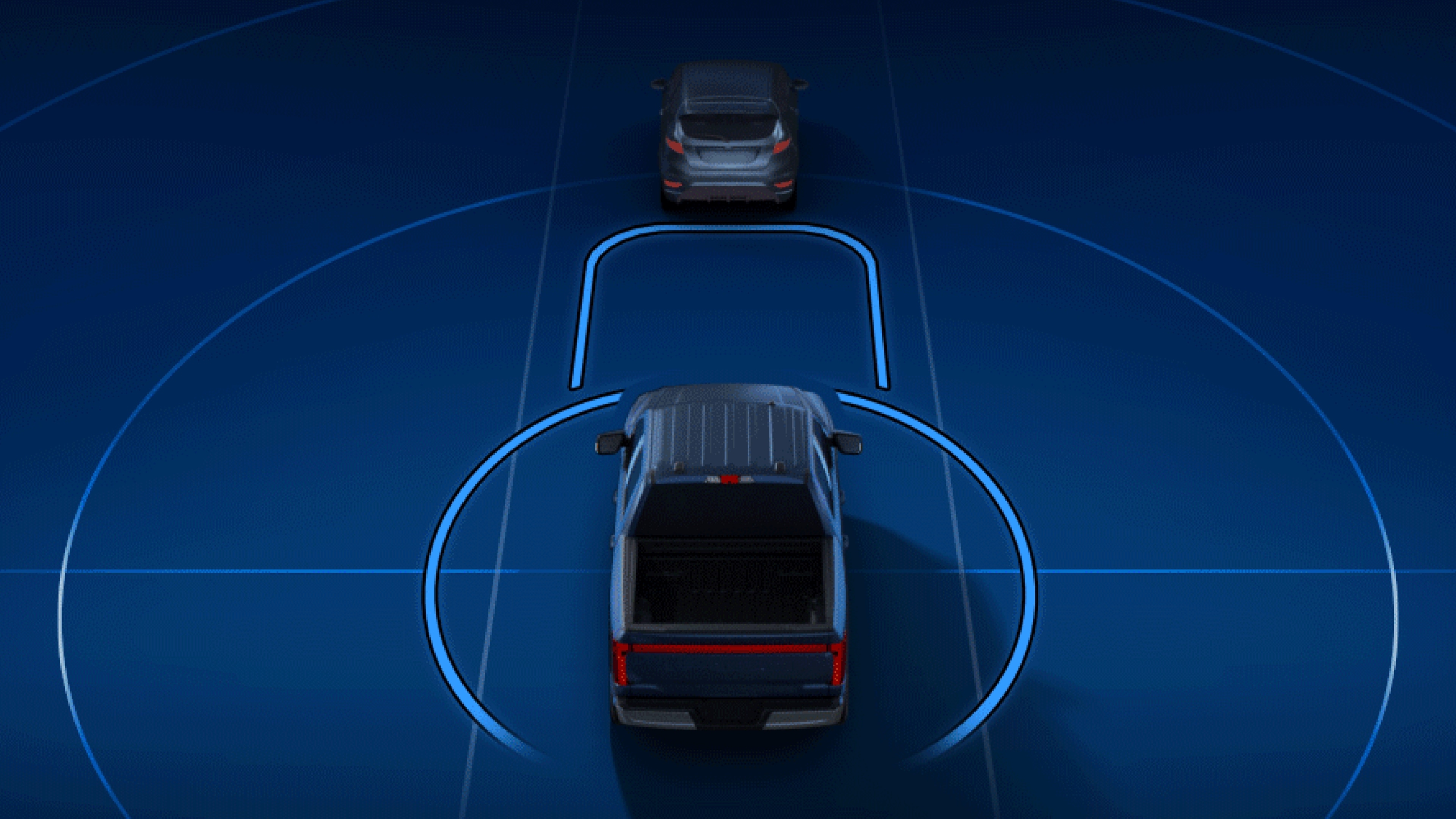 Sensors observing the area around a 2025 Ford F-150® Lightning® pickup