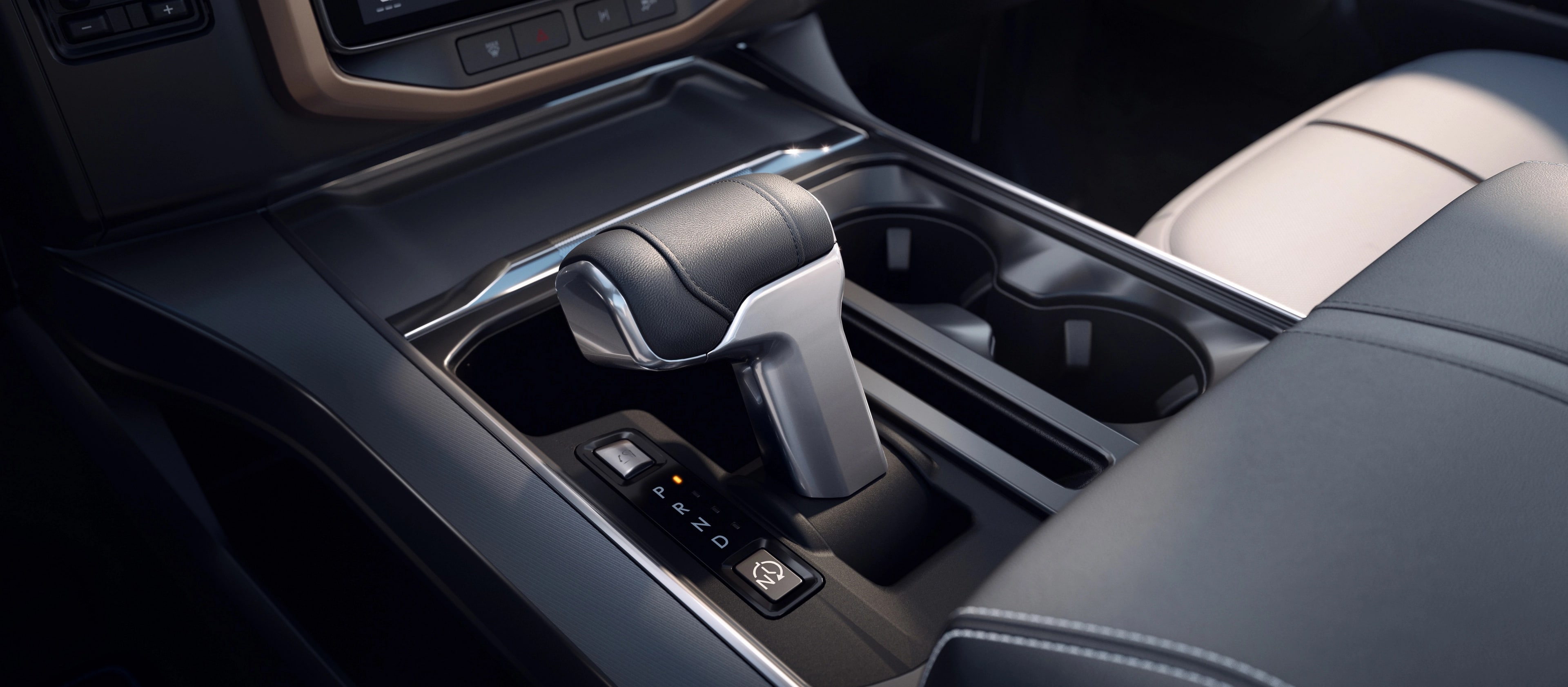 Close-up of the console in the interior of a 2025 Ford F-150® Lightning®