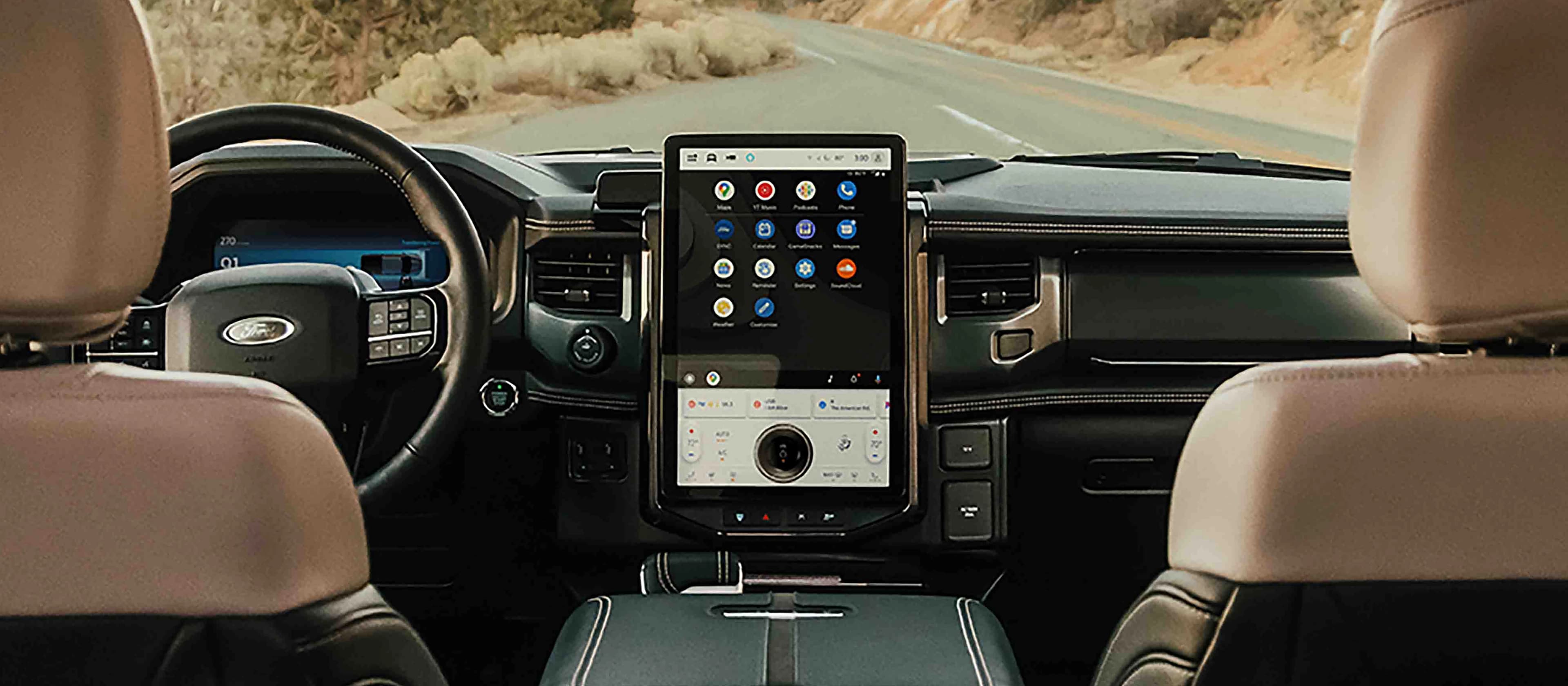 The interior of a 2025 Ford F-150® Lightning® pickup, showing the centre touchscreen