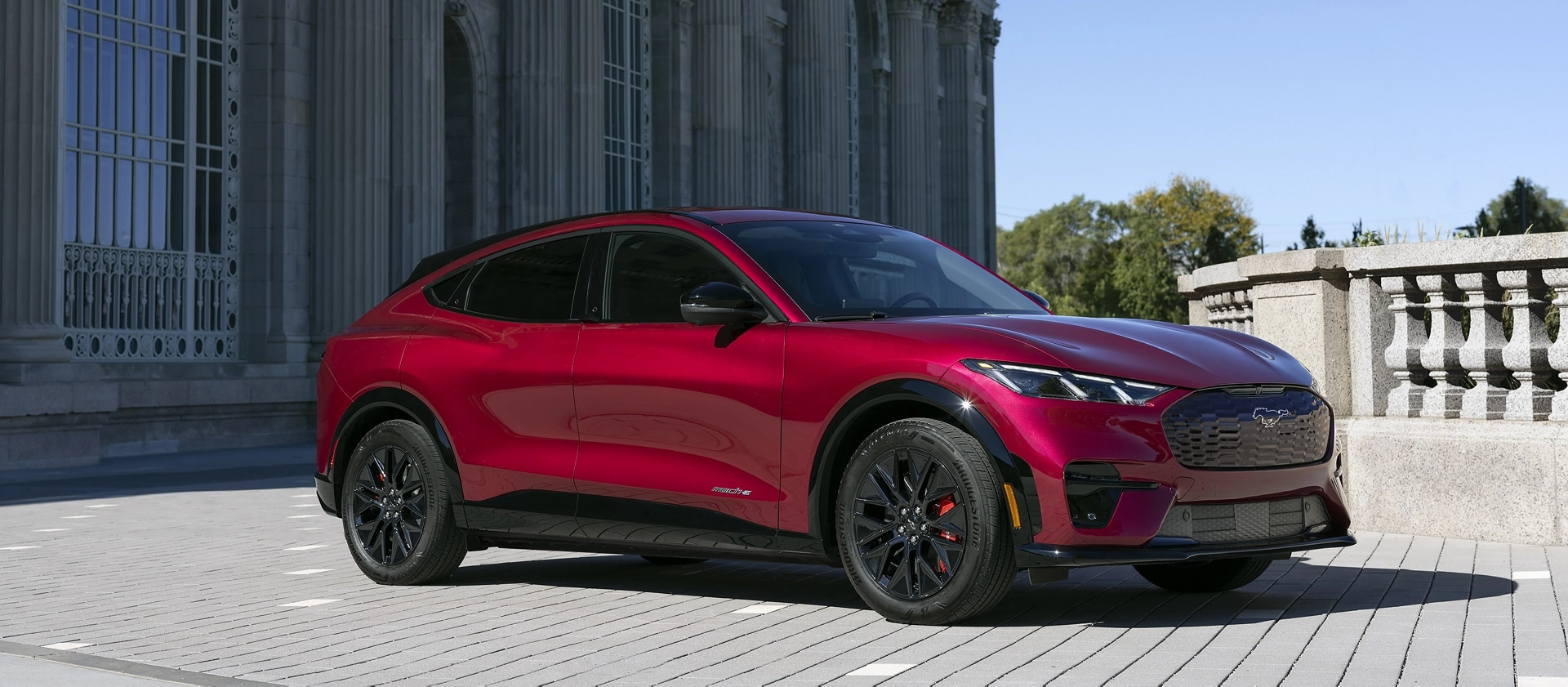 2025 Ford Mustang Mach-E® parked on a terrace