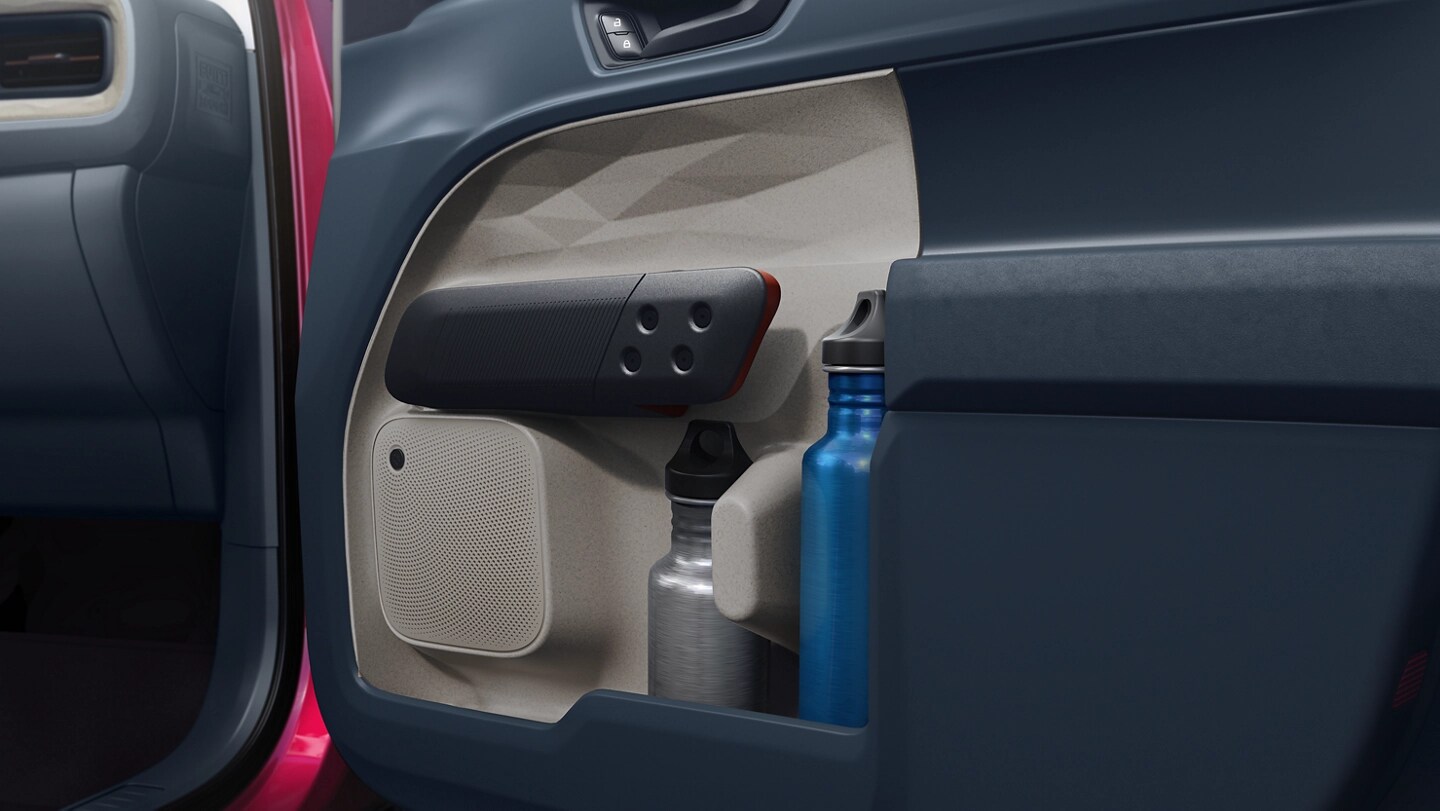 A close-up of the in-door storage on a 2025 Ford Maverick® pickup