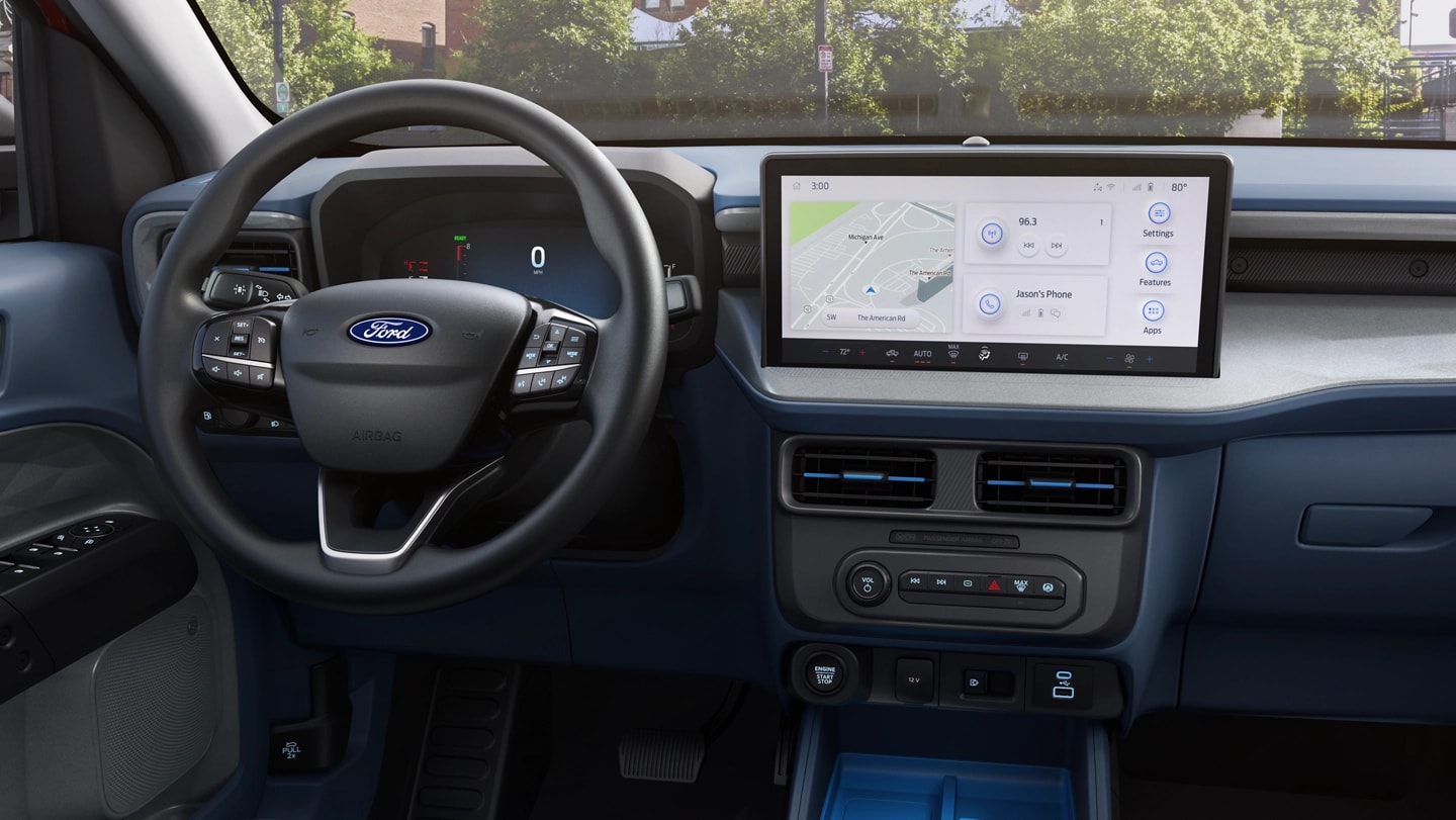 The centre stack touchscreen on a 2025 Ford Maverick® XLT pickup