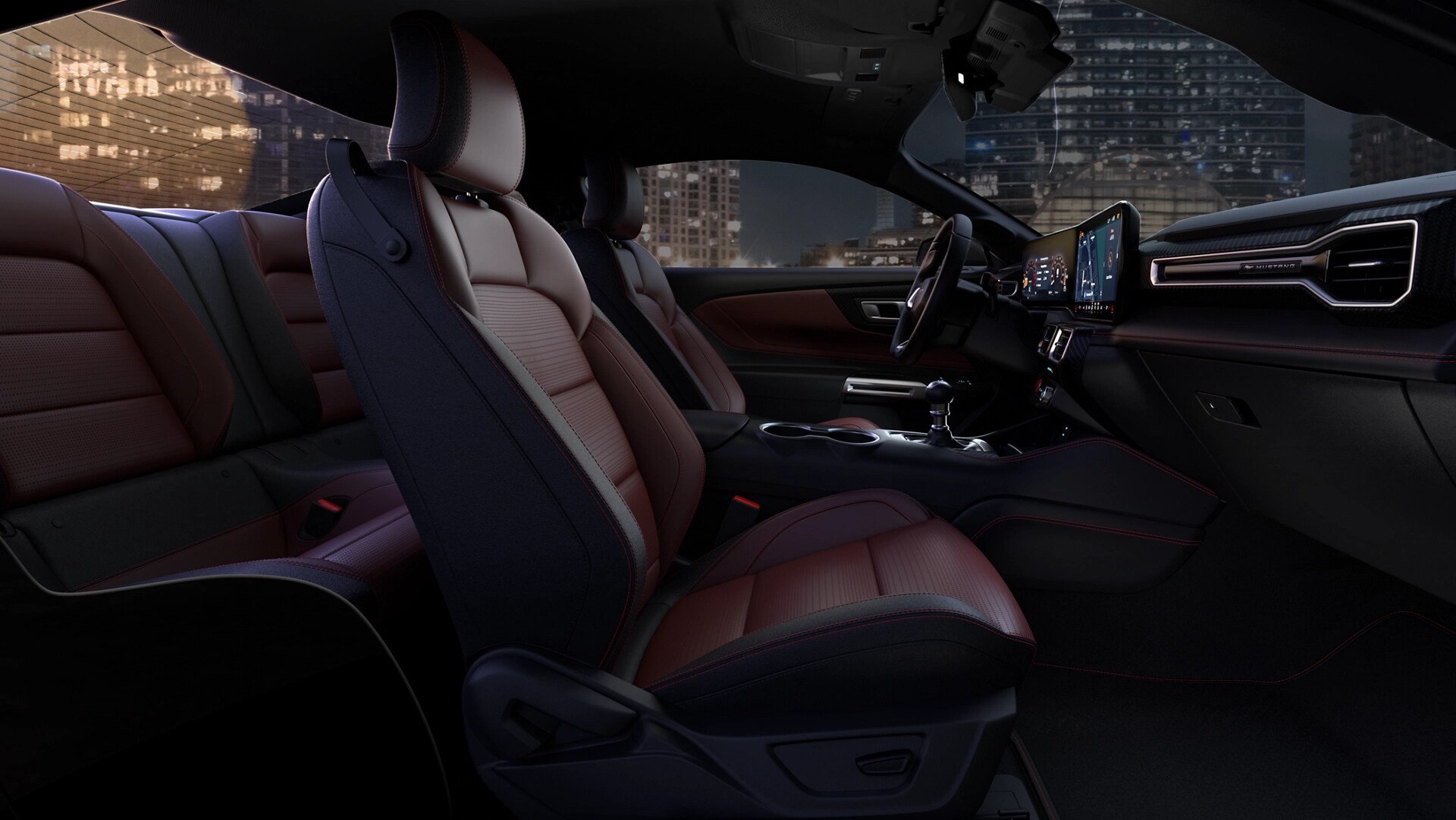 2025 Ford Mustang® interior showing the available Carmine Red interior environment