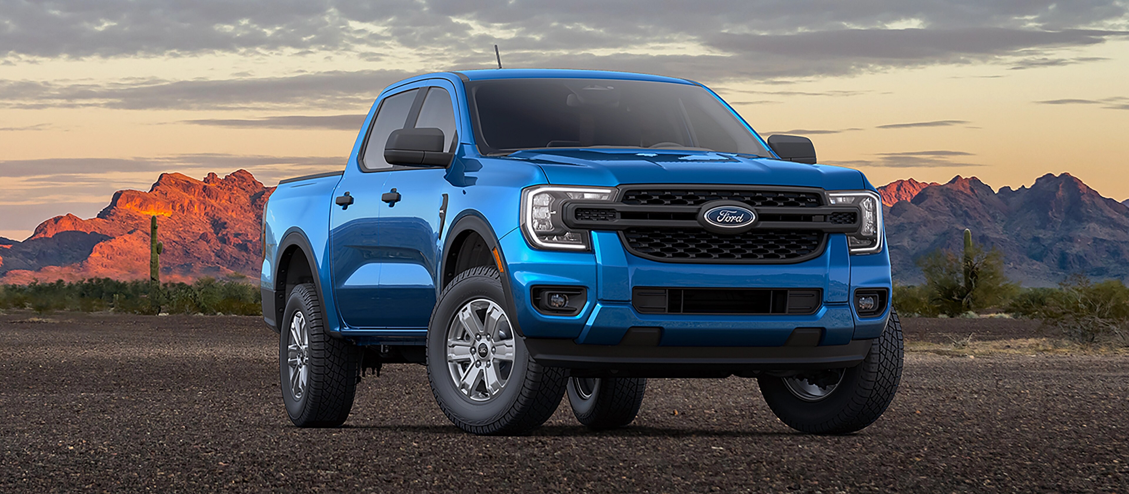 A 2025 Ford Ranger® with available STX® Appearance package parked in the desert