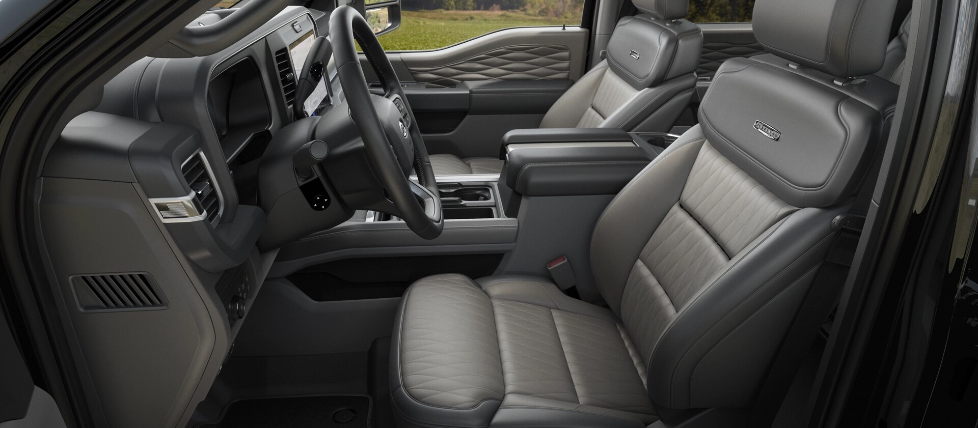 Side interior view of a 2026 Ford Super Duty® F-250® Platinum® with the Platinum® Plus Package