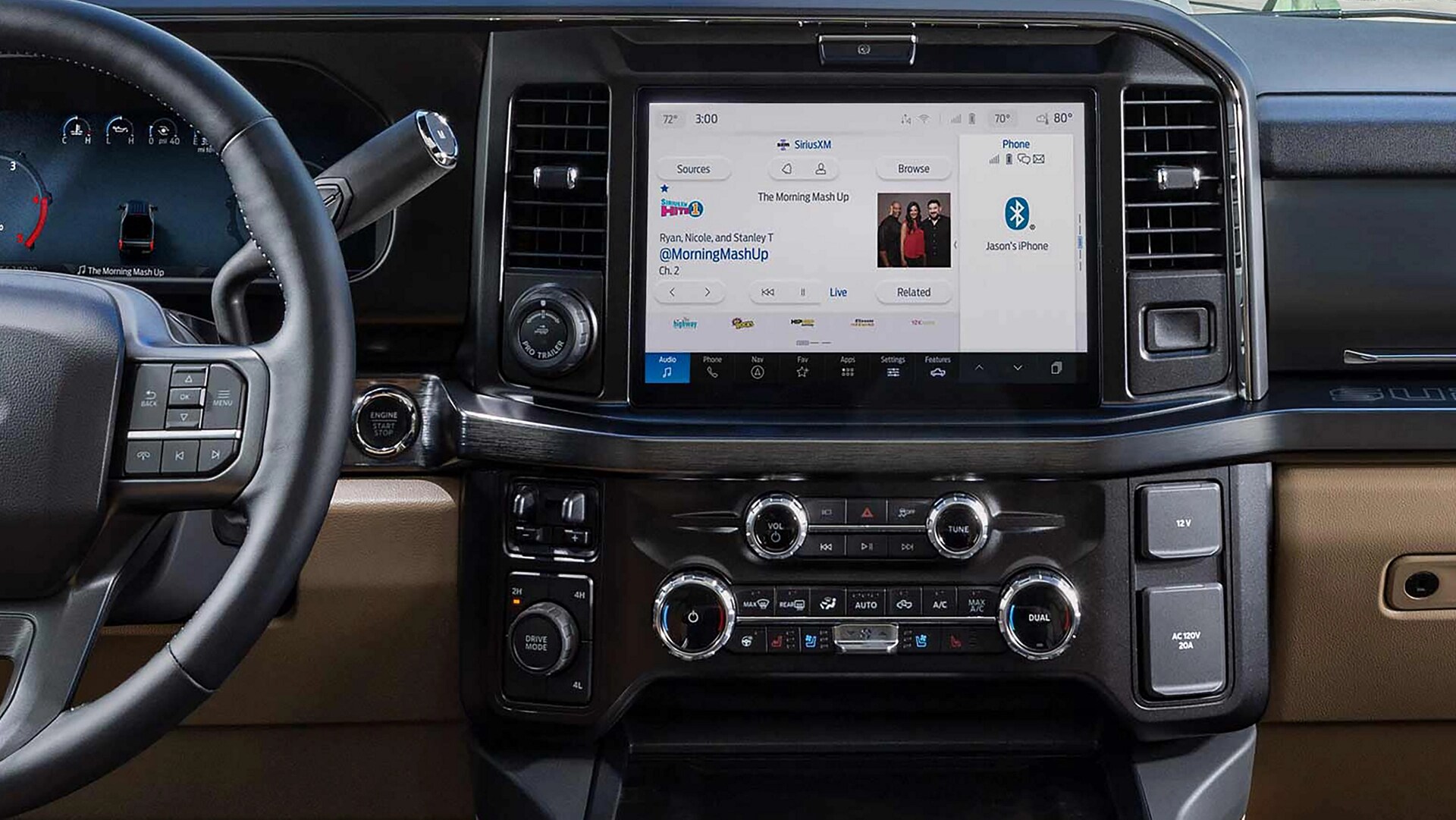 Interior view of a 2026 Ford Super Duty® F-350® Lariat® with the Lariat® Ultimate Package