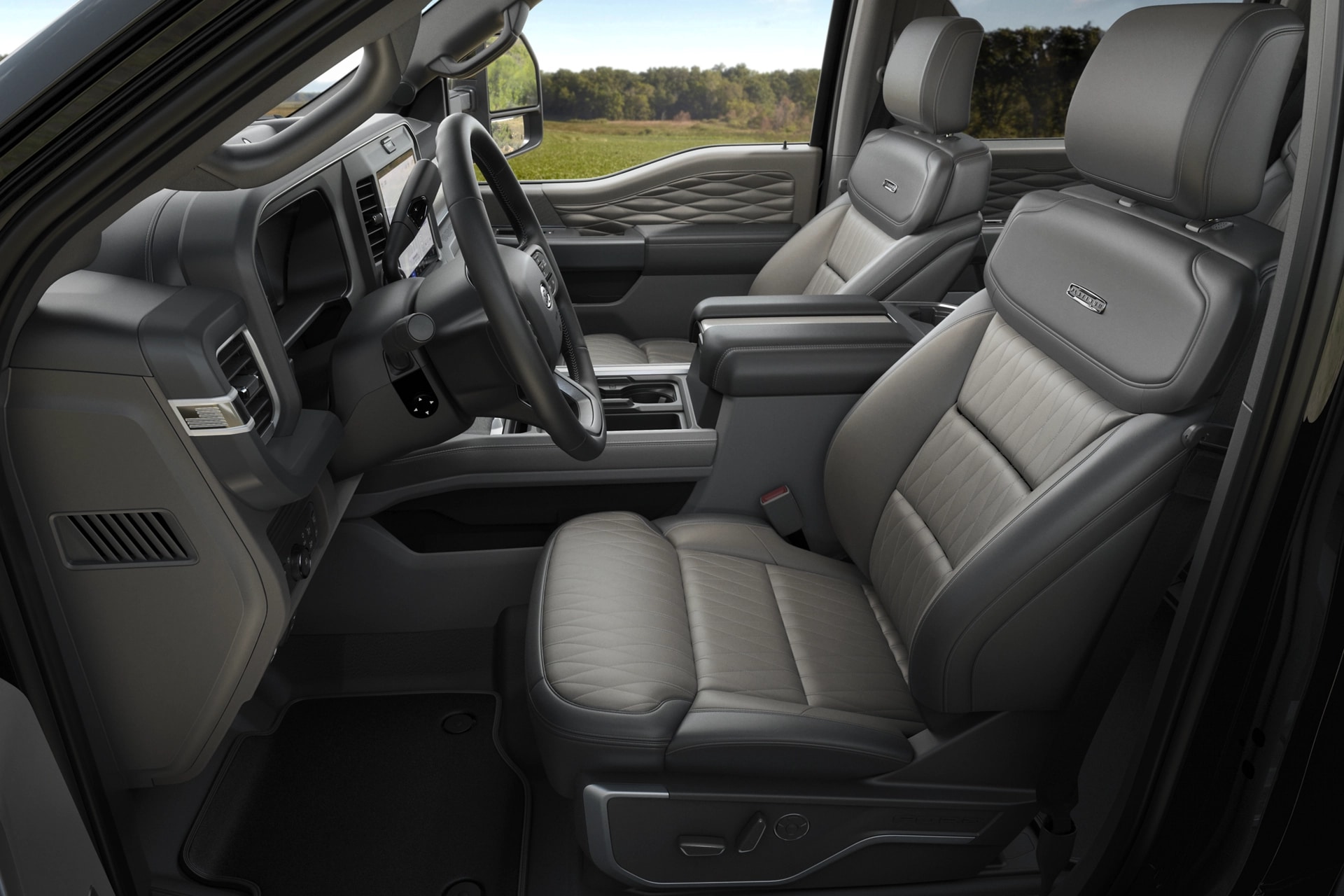 Side view of the 2026 Ford Super Duty® Platinum® Plus Package interior