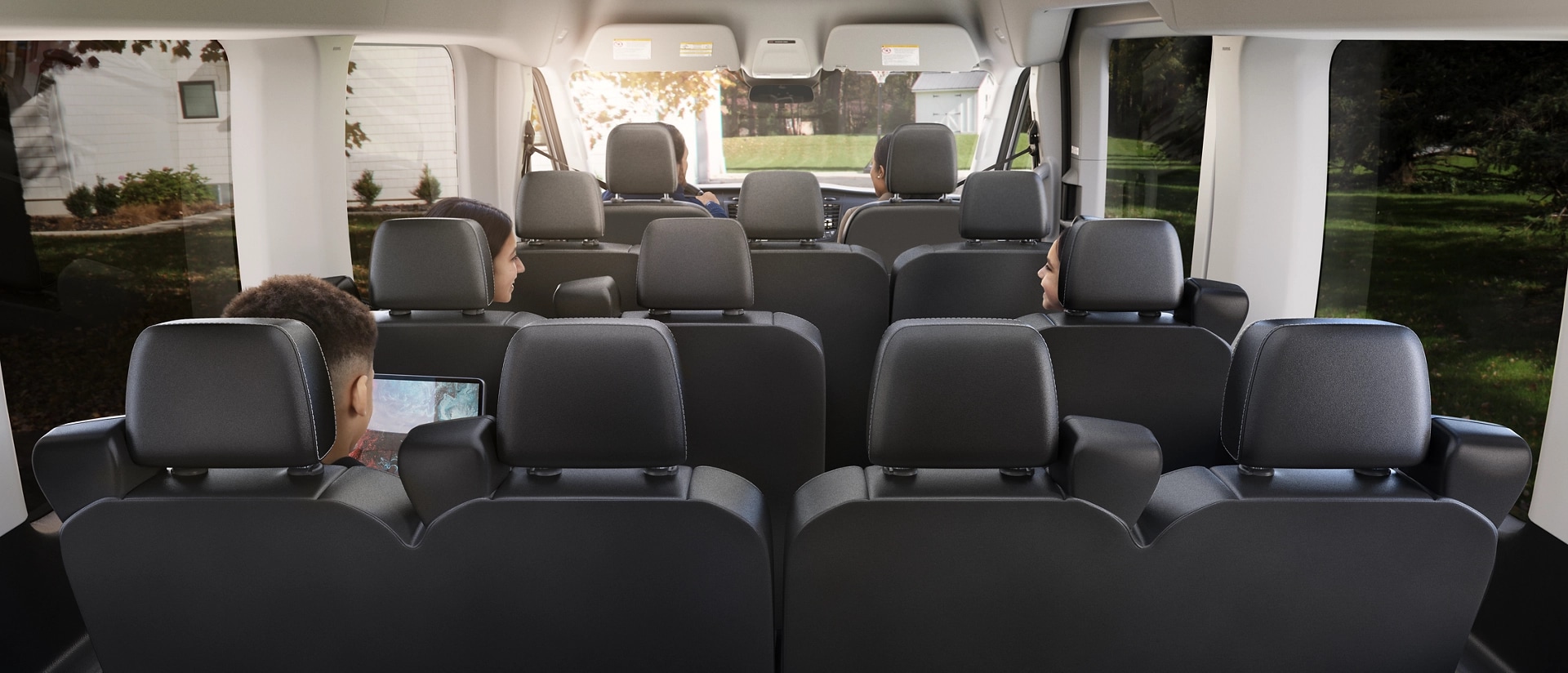 View from the rear of the 2025 Ford Transit® van interior