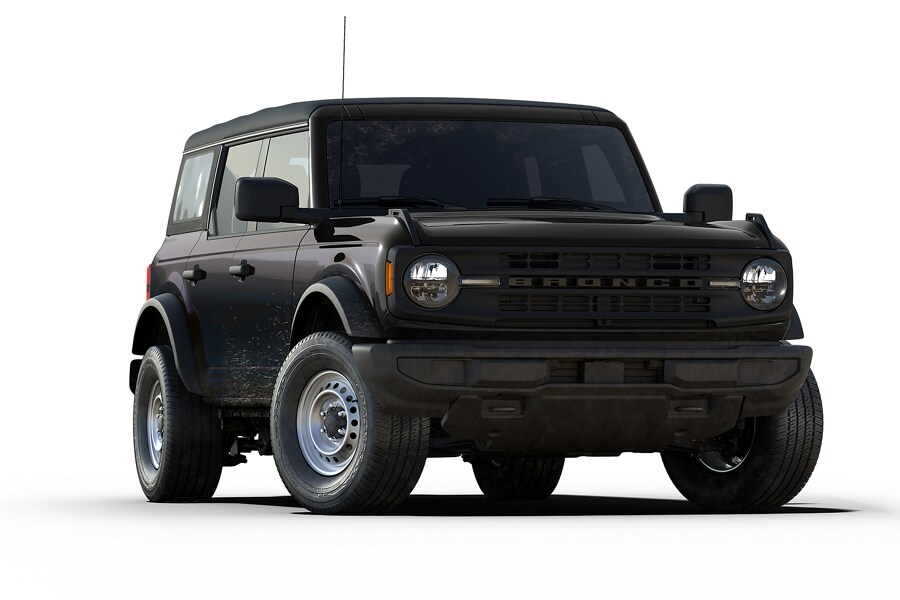 Four-door 2023 Ford Bronco™ Base model shown in Shadow Black