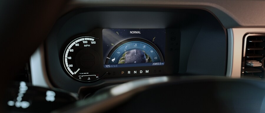 Close-up of 2023 Ford Bronco® instrument cluster showing Normal mode