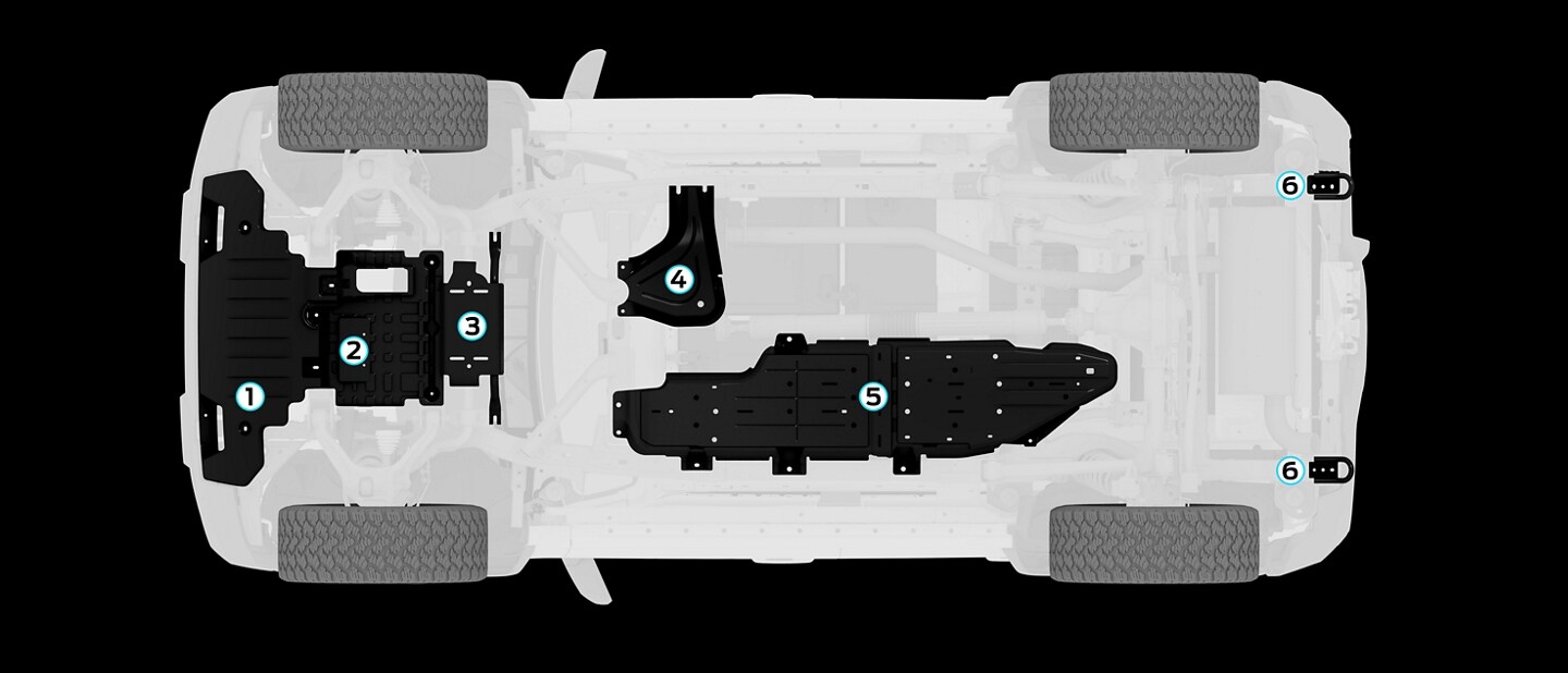 2023 Ford Bronco® underbody image with protection points shown