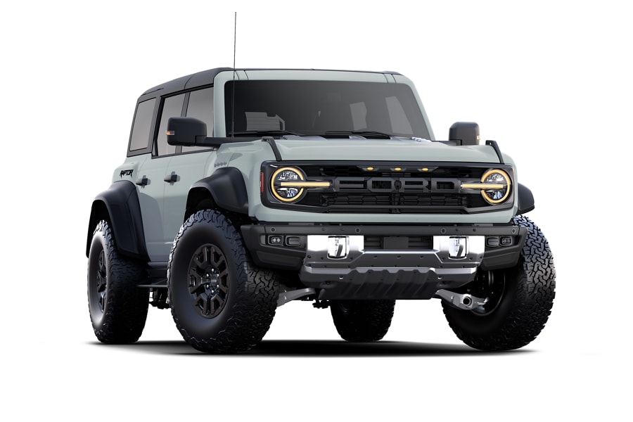 Four-door 2023 Ford Bronco® Raptor® model shown in Cactus Grey