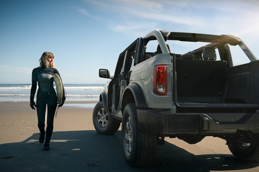 4-door 2024 Ford Bronco® with the rear door open showing the cargo area