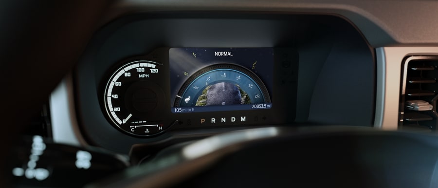 Close-up of 2024 Ford Bronco® instrument cluster showing Normal mode