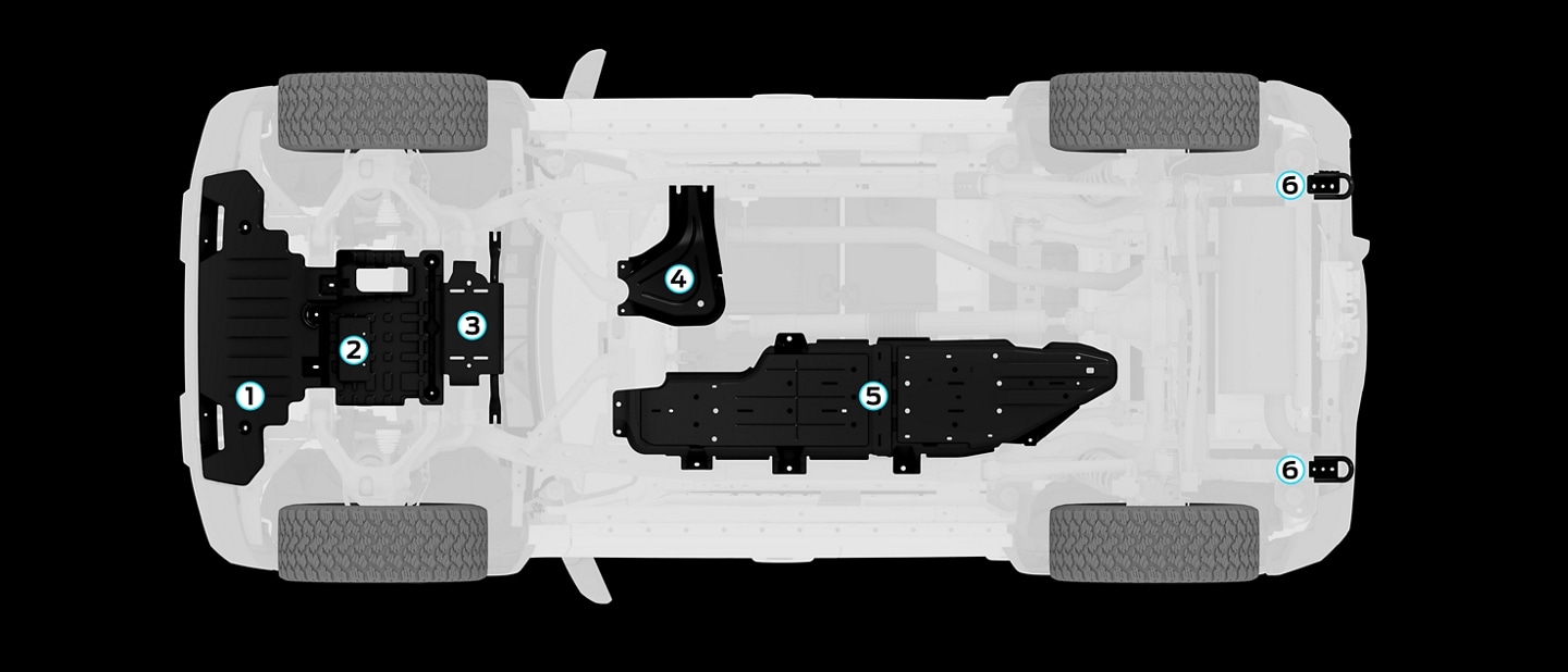 2024 Ford Bronco® underbody image with protection points shown