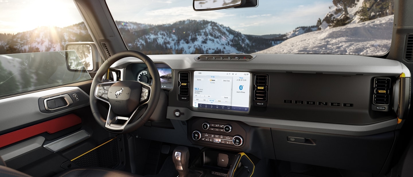 Available off-road hero switches in the interior of the 2024 Ford Bronco®