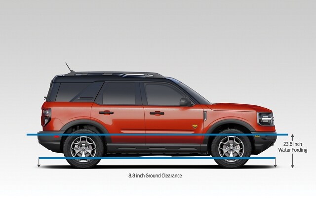 2023 Ford Bronco® Sport SUV profile view indicating fording clearance